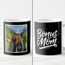 Bonus Mom Brush Script 1 Custom Photo Black White Kaffeetasse