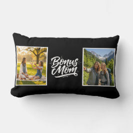 Bonus Mom Brush Script Two Photo Black and White Lendenkissen