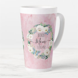 Bonus Mom I Love You Pink White Boho Blumenreath Milchtasse