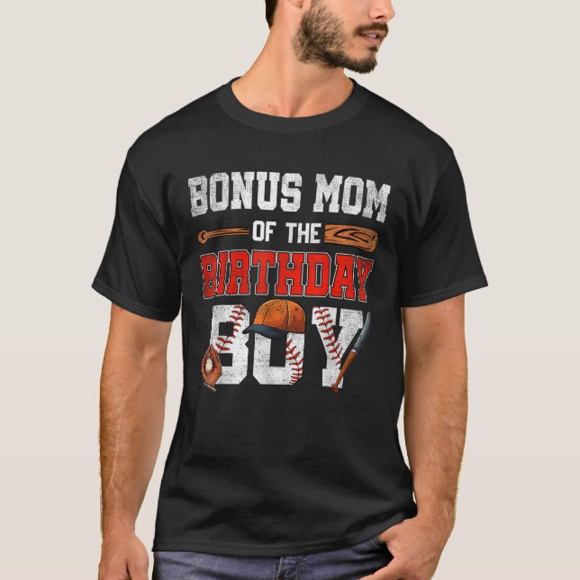 Bonus Mom Of The Birthday Boy Baseball Bday Family T-Shirt (Vorderseite)