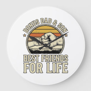 Bonus Papa & Sohn beste Freunde Vintage-Shirt-Desi Große Wanduhr