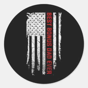 Bonus Vater Ever American USA Flaggen Tag Geschenk Runder Aufkleber