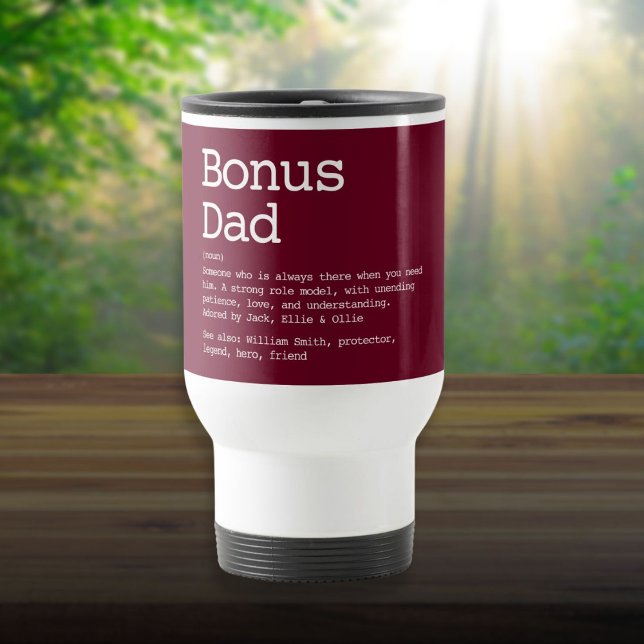 Bonus Vater Stepdad Definition Modernes Burgund Ro Reisebecher (Bonus Dad Stepdad Definition Modern Burgundy Red Travel Mug)