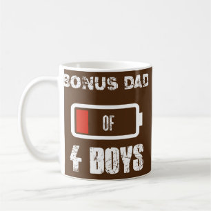 Bonus-Vater von 4 vier Jungen Low-Battery Vatertag Kaffeetasse
