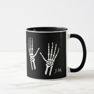 Bony Skeleton Hands Radiologe Halloween Black Tasse