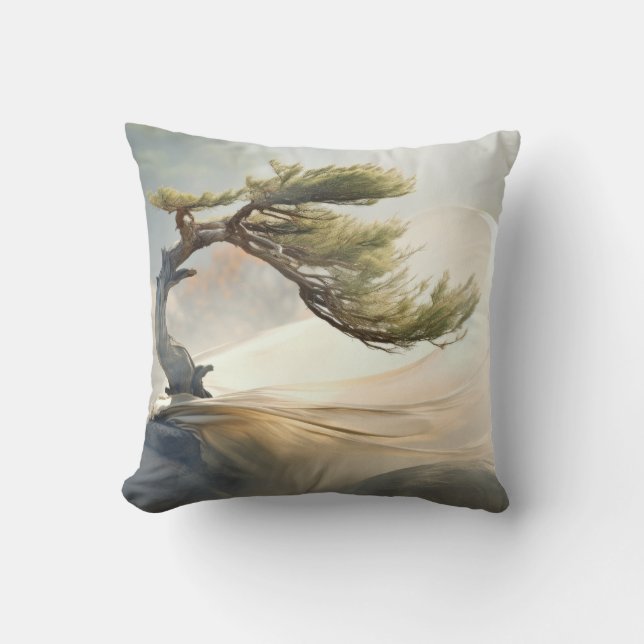 Bonzai Pflanze Wind Tranquil Friedlich Kissen (Vorderseite)