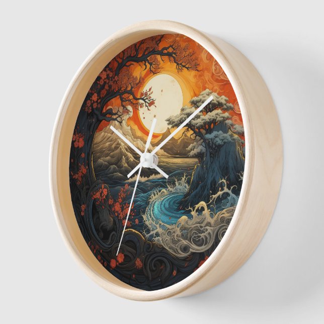 Bonzai Tree Wave Yin Yang Martial Arts Wall Uhr (Winkel)