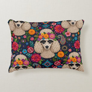 Boo22 Künstler Pudel Boho Floral – Bunter Pudel Dekokissen