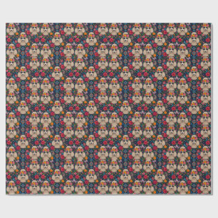 Boo22 Künstler Pudel Boho Floral – Bunter Pudel Geschenkpapier