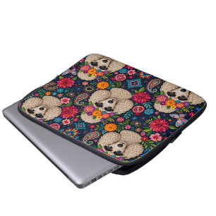 Boo22 Künstler Pudel Boho Floral – Bunter Pudel Laptopschutzhülle