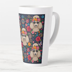 Boo22 Künstler Pudel Boho Floral – Bunter Pudel Milchtasse
