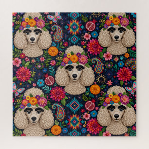 Boo22 Künstler Pudel Boho Floral – Bunter Pudel Puzzle