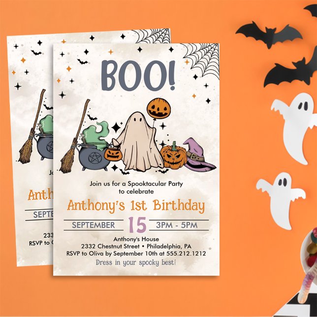 Boo! 1. Geburtstag Party Halloween Einladung (Von Creator hochgeladen)