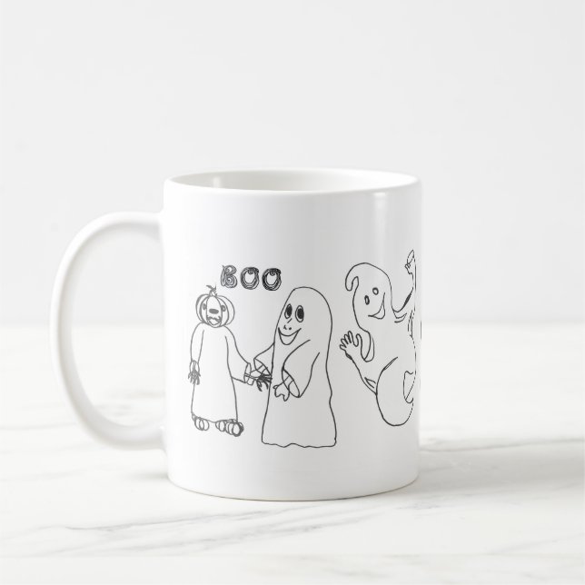BOO 3 niedlicher Ghost-Trick oder -Behandlungen Kaffeetasse (Links)
