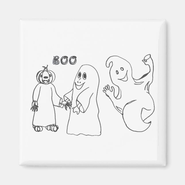 BOO 3 niedlicher Ghost-Trick oder -Behandlungen Magnet (Vorne)