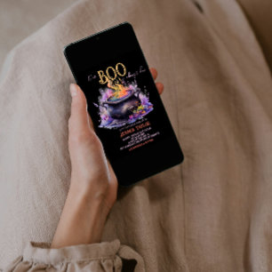 Boo Almost Due Black Pink Cauldron Baby Dusche Einladung