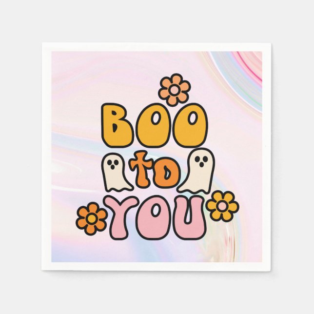 Boo an You Retro Halloween Serviette (Vorderseite)