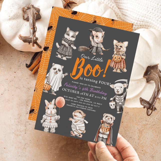 Boo Animals Halloween-Kostüm Geburtstag Einladung (Von Creator hochgeladen)