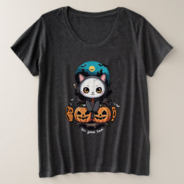 Boo auch für dich | Niedliche Katzenwings & Pumpki Große Größe T-Shirt