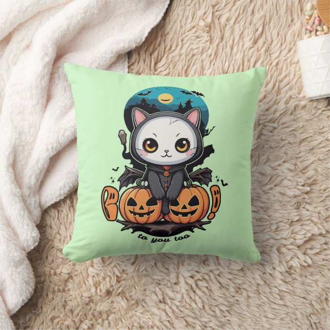 Boo auch für dich | Niedliche Katzenwings & Pumpki Kissen (Decke)