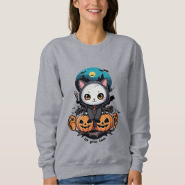 Boo auch für dich | Niedliche Katzenwings & Pumpki Sweatshirt