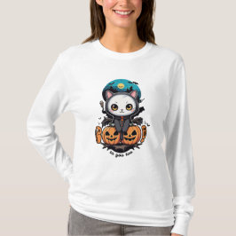 Boo auch für dich | Niedliche Katzenwings & Pumpki T-Shirt