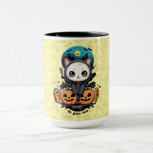 Boo auch für dich   Niedliche Katzenwings & Pumpki Tasse