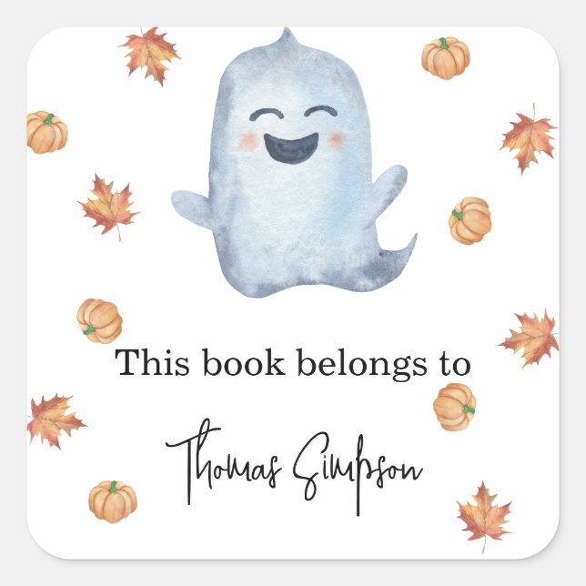 Boo - Baby-Dusche Buchzeichen Quadratischer Aufkleber (Vorderseite)