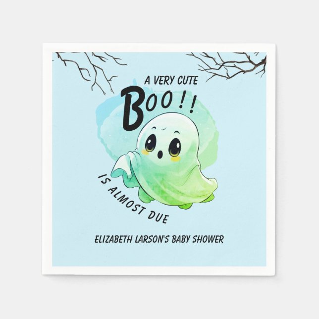 Boo Baby Dusche Halloween Blue Themed Niedliches P Serviette (Vorderseite)