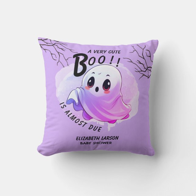 Boo Baby Dusche Halloween Lila, Party und Niedlich Kissen (Vorderseite)