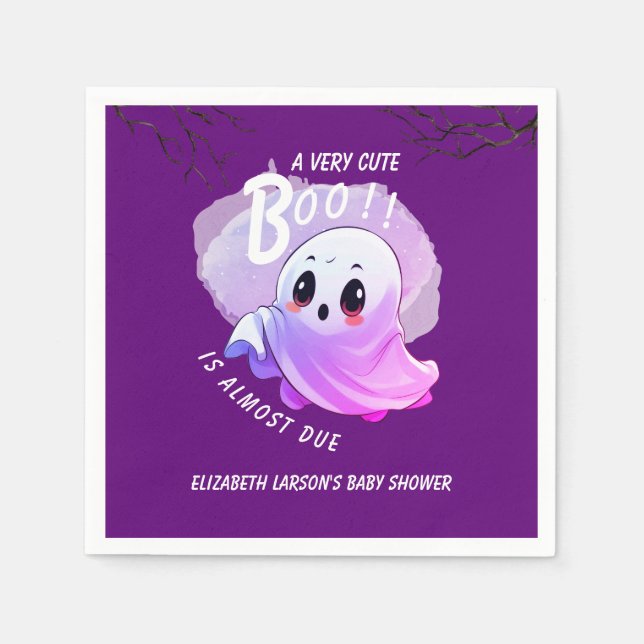Boo Baby Dusche Halloween Lila, Party und Niedlich Serviette (Vorderseite)