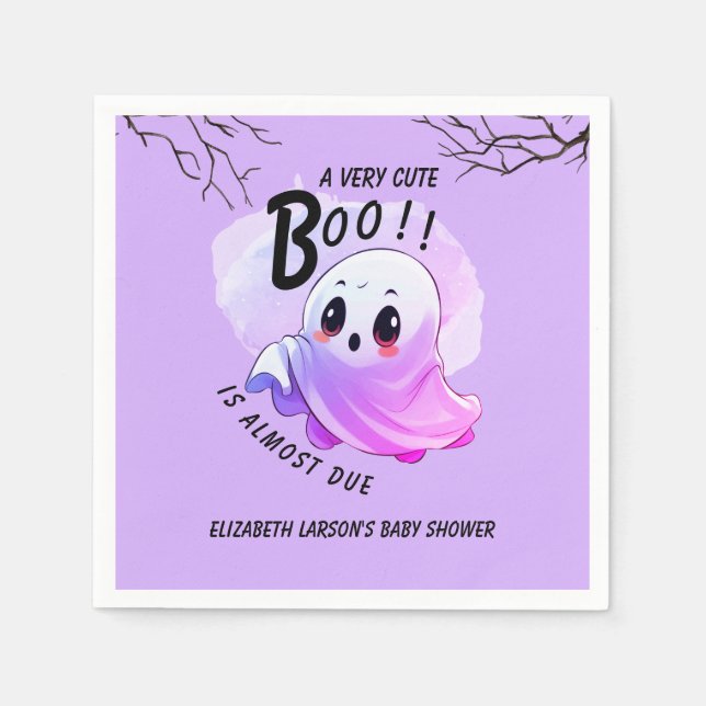 Boo Baby Dusche Halloween Lila, Party und Niedlich Serviette (Vorderseite)