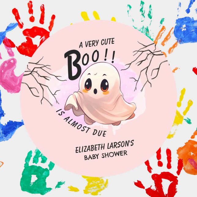 Boo Baby Dusche Halloween Pink Thema Niedliches Pa Runder Aufkleber (Von Creator hochgeladen)