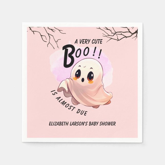 Boo Baby Dusche Halloween Pink Thema Niedliches Pa Serviette (Vorderseite)