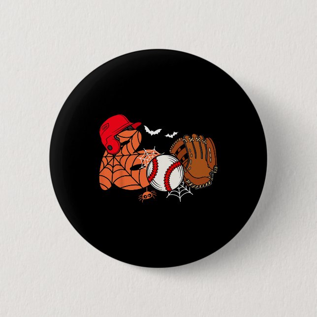 Boo Baseball Halloween Spieler Pitcher Spoo Button (Vorderseite)