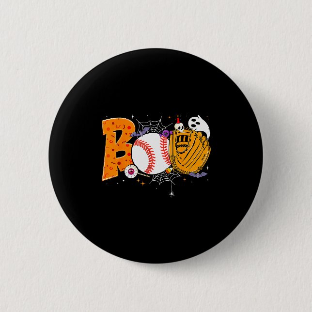 Boo Baseball Player Catcher Tcher Funny Halloween  Button (Vorderseite)