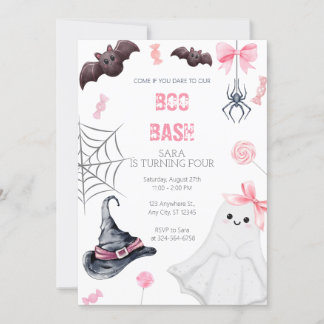 Boo Bash Pink Halloween Geburtstag für Mädchen Einladung