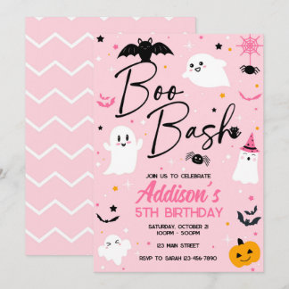Boo Bash Pink Halloween Ghost Geburtstag Einladung