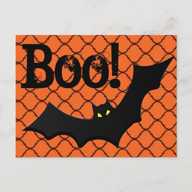 Boo! Bat & Chain Link Halloween Postkarte (Vorderseite)