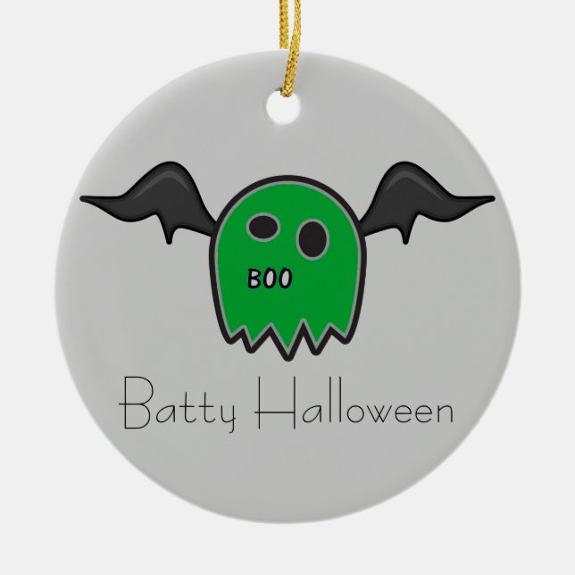 Boo Bat Green Ghost Batty Halloween Ornament (Vorne)