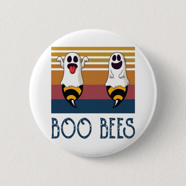 Boo Bees Couple Ghost Halloween Shirt Button (Vorderseite)