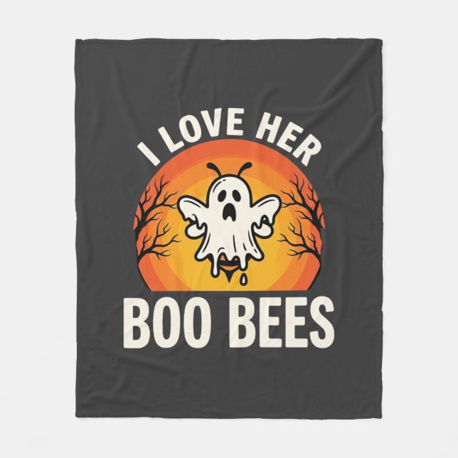 Boo Bees Halloween Geist Biene Lustiges Design_1 Fleecedecke (Vorderseite)