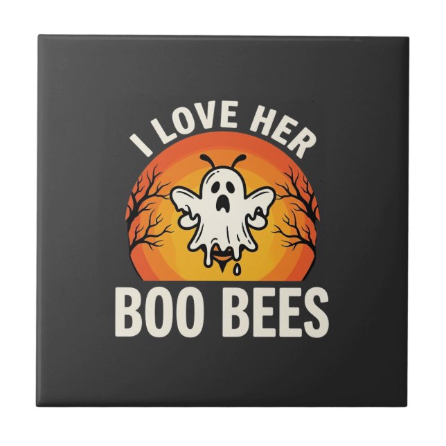 Boo Bees Halloween Geist Biene Lustiges Design_1 Fliese (Vorderseite)