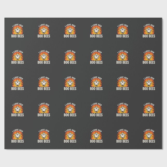 Boo Bees Halloween Geist Biene Lustiges Design_1 Geschenkpapier (Flach)