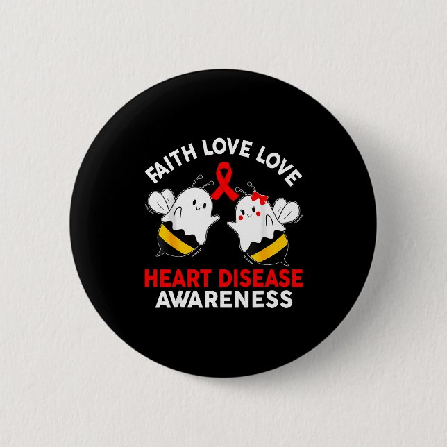Boo Bees Herz Glaube Hoffnung Liebe Herzkrankheit  Button (Vorderseite)