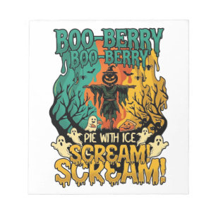 Boo Berry Pie Eis Schrei Kürbis Vogelscheuche Hall Notizblock