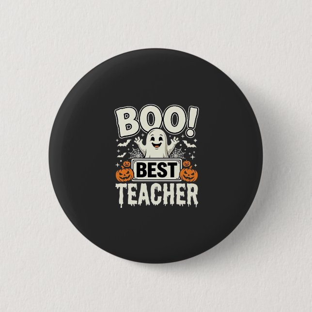 Boo Bester Lehrer Halloween-Geister-Design_1 Button (Vorderseite)