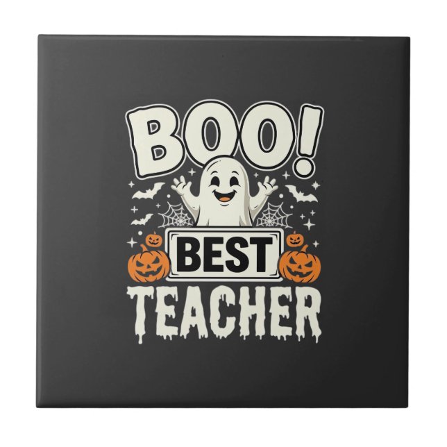 Boo Bester Lehrer Halloween-Geisterdesign_1 Fliese (Vorderseite)