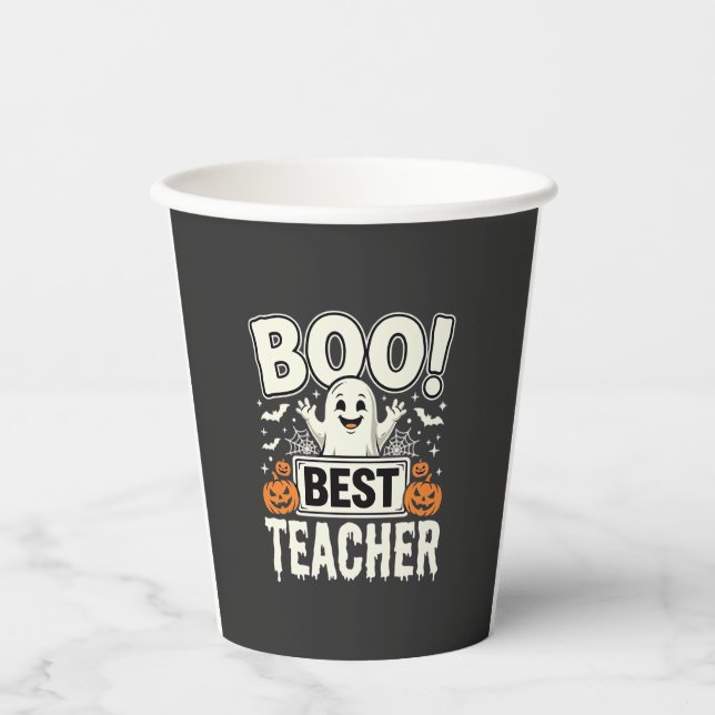 Boo Bester Lehrer Halloween-Geisterdesign_1 Pappbecher (Vorderseite)