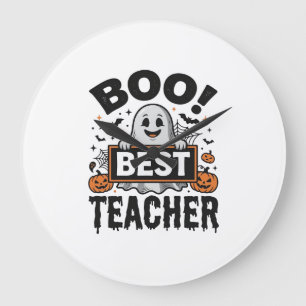 Boo Bester Lehrer Vintage Halloween Lehrer Design_ Große Wanduhr